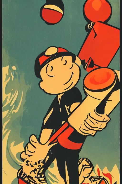 Image similar to Art Deco poster illustration of Onett from Earthbound, full shot