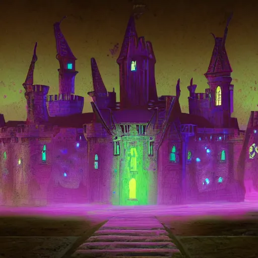 Image similar to crystalpunk hallucinatory castle