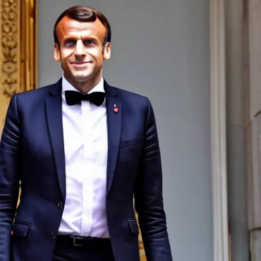 Prompt: Emmanuel Macron forgot to put some pants, no pants, no pants photo