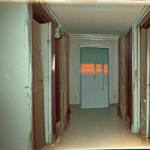 Prompt: an opened door that leads into anothet dimension, 1990 colored vhs photography