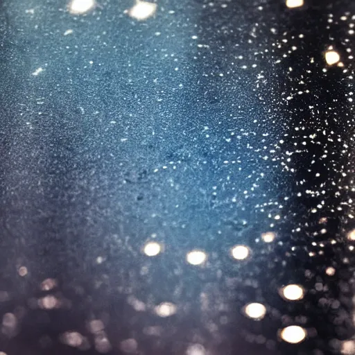 Image similar to close up of a puddle reflecting the night sky, complex, high detail