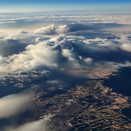 Prompt: flying above the clouds