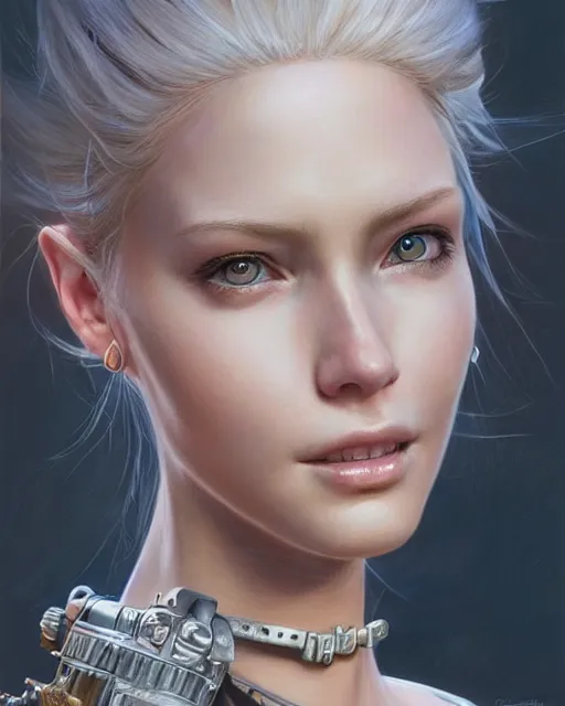 Image similar to human barbie portrait | highly detailed | very intricate | symmetrical | whimsical and magical | soft cinematic lighting | award - winning | closeup portrait | balthier final fantasy | painted by donato giancola and mandy jurgens and charlie bowater | pastel color palette | featured on artstation