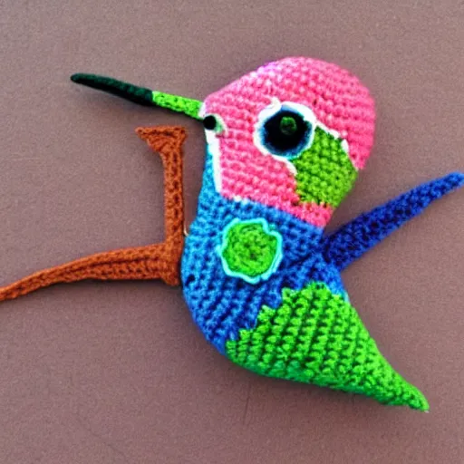 Image similar to a cute crochet hummingbird