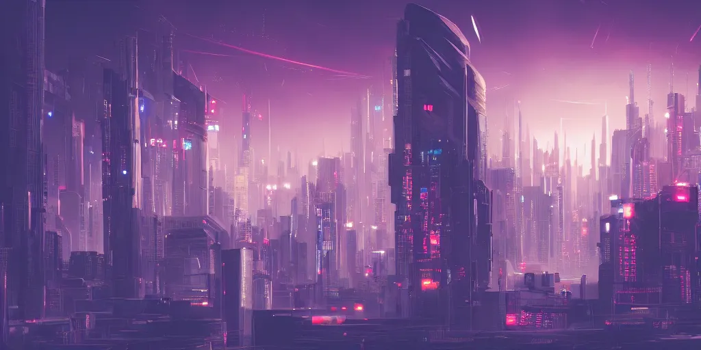 Prompt: city in the style of cyberpunk, singular gigantic building focus, space sky, anime illustration, cinematic