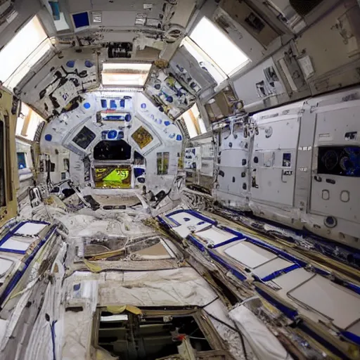 Prompt: inside view from an abandoned and delipidated space station HD