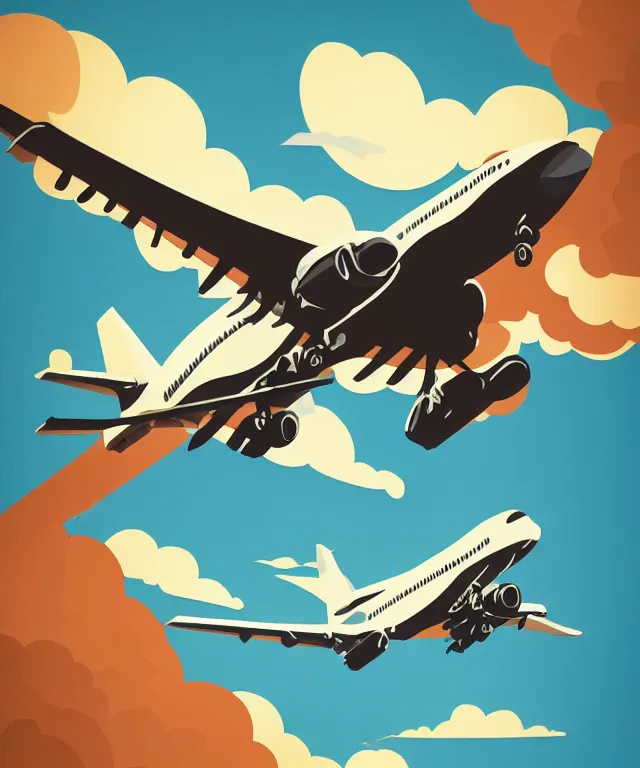 Image similar to airplane illustration vector digital art trending on artstation