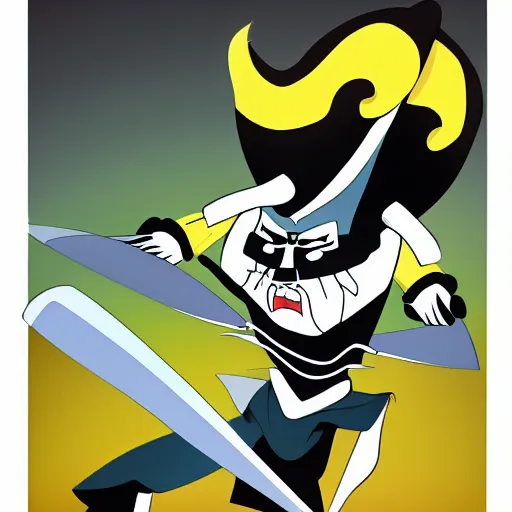 Prompt: a foolish samurai warrior, cartoon illustration by Genndy Tartakovsky