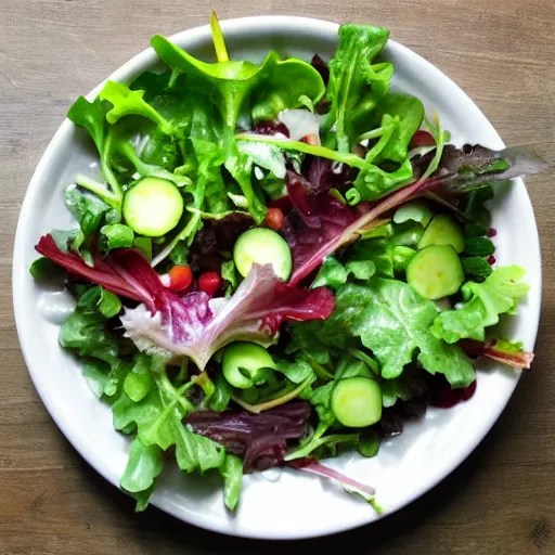 Image similar to salad made to closely resemble the planet jupiter