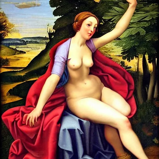 Prompt: a pin up in renaissance painting style