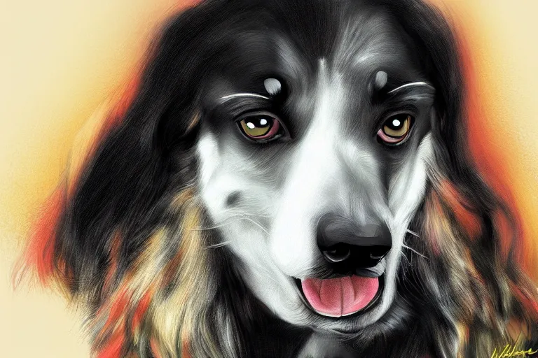 Image similar to michael jackson as a dog, portrait, digital art,