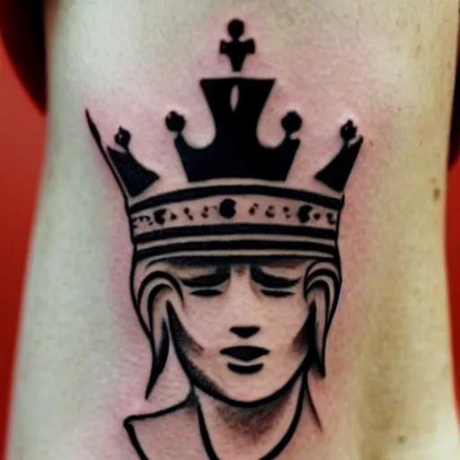 Image similar to cool tattoo of a chess pawn with a crown on top