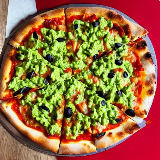 Image similar to photo of a pizza with nacho topping, salsa, guac, chilli beans