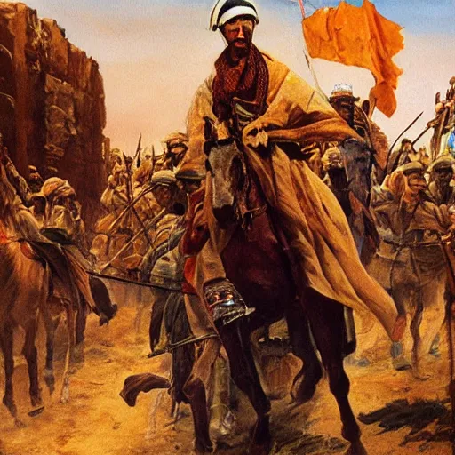 Image similar to Painting of Larry David leading a battle in the Great Arab Revolt