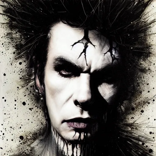 Image similar to stunning portrait of gaunt sid vicious a ( the cure fan ) as dream from sandman, dim stars as eyes, by jeremy mann, by cedric peyravernay, by by russ mills, by richard avedon and ben templesmith, dramatic lightning, sadness, dark eye sockets, in the shadows, punk rock, gothic, high detailed, 8 k