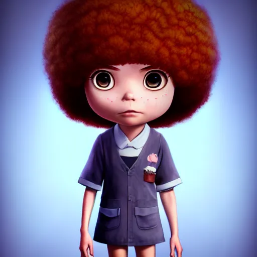 Prompt: an epic chibi comic book style portrait painting of a female bob ross, character design by mark ryden and pixar and hayao miyazaki, unreal 5, daz, hyperrealistic, octane render, cosplay, dynamic lighting, intricate detail, cinematic