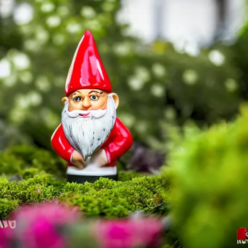 Prompt: A high-quality photo of Sajid Javid as a mean garden ((gnome)), glazed, glossy, m.zuiko 75mm, f 1.8, 1/400, RAW, unedited, 8K, high quality,