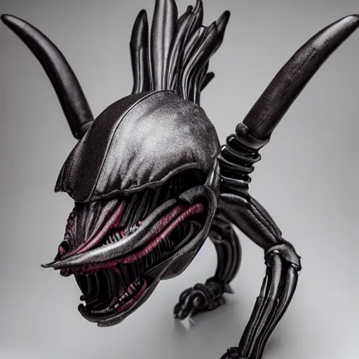 Image similar to Photorealistic photograph of a Xenomorph Plushie, photorealism, photorealistic, realism, real, highly detailed, ultra detailed, detailed, depth of field, shutter speed 1/1000