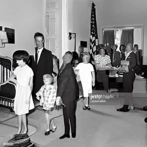 Prompt: America 1964 year interior house day,