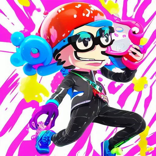 Image similar to Splatoon Inkling, in the style of official manga artwork, key anime visual, colored illustration, magazine cover, 4K