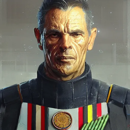 Prompt: portrait of a man by greg rutkowski, old admiral jagged fel, star wars expanded universe, he is about 5 0 years old, wearing uniform of the galactic alliance navy, highly detailed portrait, digital painting, artstation, concept art, smooth, sharp foccus ilustration, artstation hq