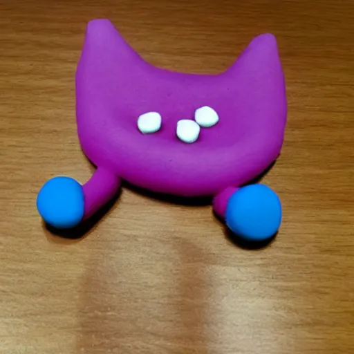 Prompt: cat made of play - doh