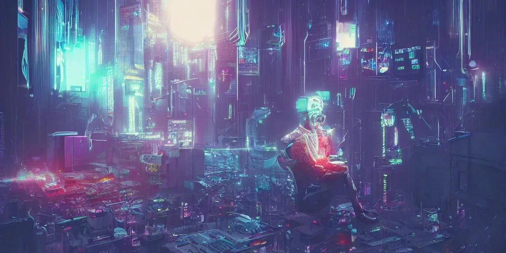 Image similar to junkie drinking an energy drink, cyberpunk art by mike winkelmann, trending on cgsociety, retrofuturism, reimagined by industrial light and magic, darksynth, sci - fi