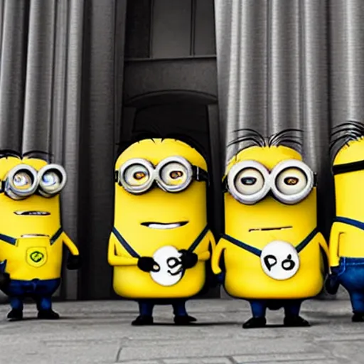 Prompt: Minions wearing suits
