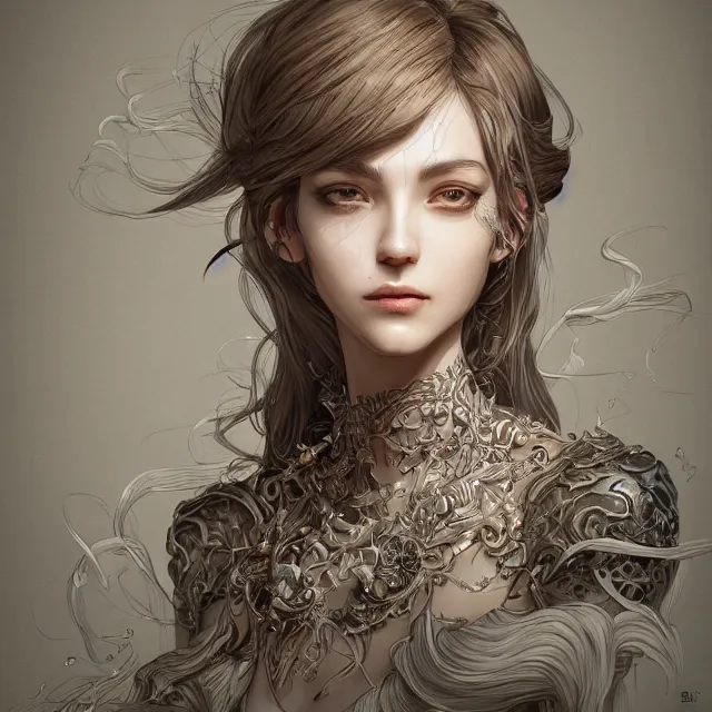Prompt: aportrait of a lawful evil alignment personified as an absurdly beautiful, graceful, elegant, sophisticated, young woman, an ultrafine hyperdetailed illustration by kim jung gi, irakli nadar, intricate linework, bright colors, octopath traveler, final fantasy, unreal engine 5 highly rendered, global illumination, radiant light, detailed and intricate environment