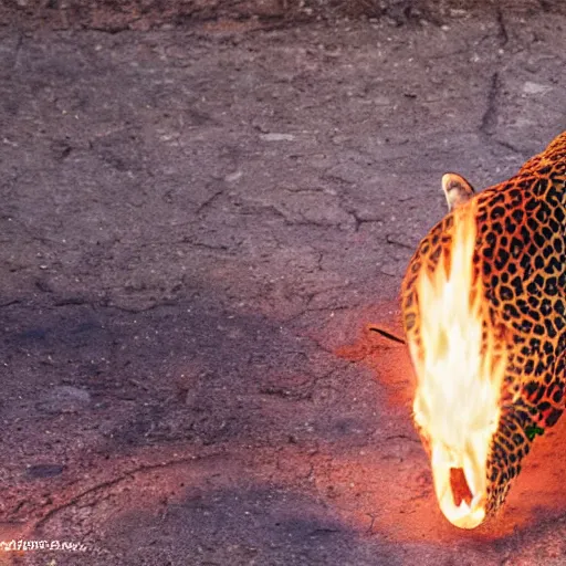 Image similar to jaguar breathing fire in a zoo global illumination