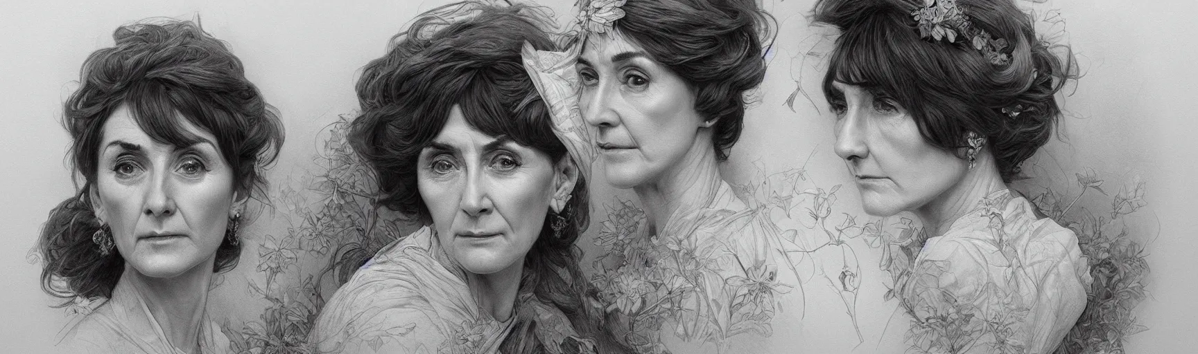 Image similar to amazing lifelike award winning pencil illustration of dot cotton June brown trending on art station artgerm Greg rutkowski alphonse mucha cinematic