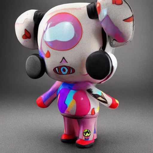 Image similar to art vinyl figure - in the style of kidrobot, sket - one x iamretro, frank kozik, guggimon, studio lighting, subsurface diffusion