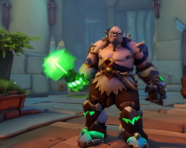 Image similar to orc with sword playable hero character in overwatch