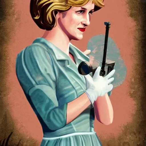 Prompt: princess diana as a bioshock character