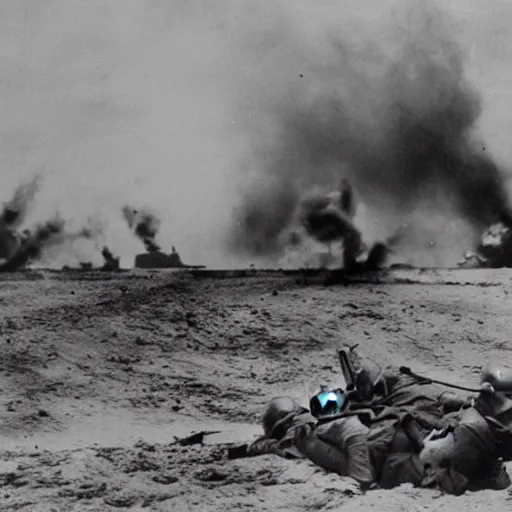 Prompt: ww 2 realistic photo beach landing, explosions