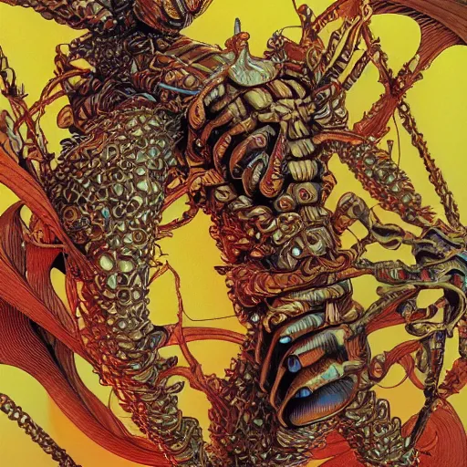 Image similar to closeup of insect man, by yoichi hatakenaka, masamune shirow, josan gonzales and dan mumford, ayami kojima, takato yamamoto, barclay shaw, karol bak