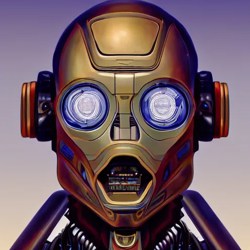 Image similar to concept art portrait of a diesel punk robot, by cam sykes. an intricate, elegant, highly detailed digital painting, concept art, smooth, sharp focus, illustration, in the style of syd mead.