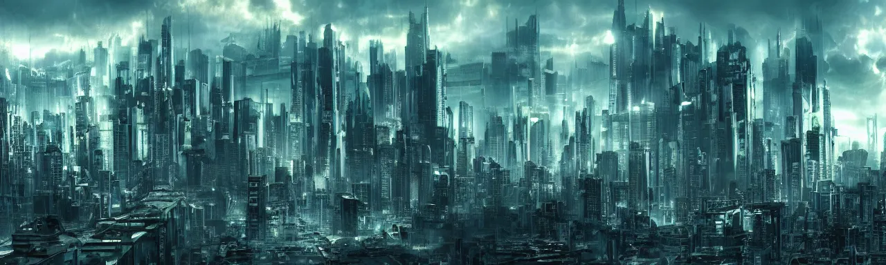 Image similar to dystopian cityscape wallpaper