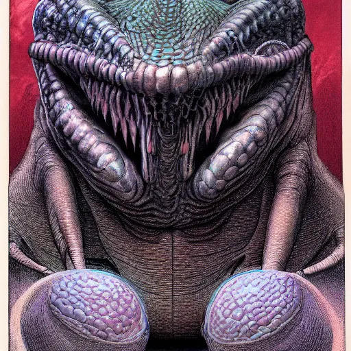 Image similar to centipede face by wayne barlowe