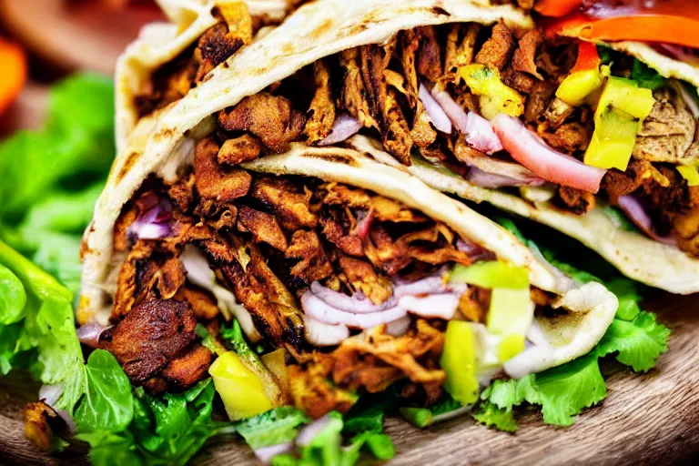 Image similar to juicy tasty shawarma. close up. food photo award winner. trending on instagram