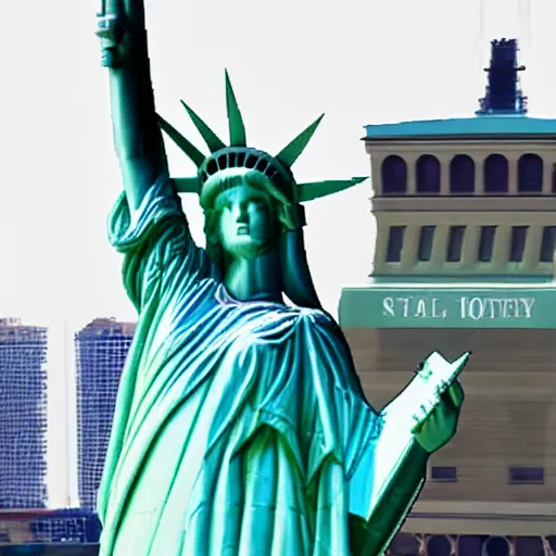 Prompt: Hatsune Miku as the Statue of Liberty