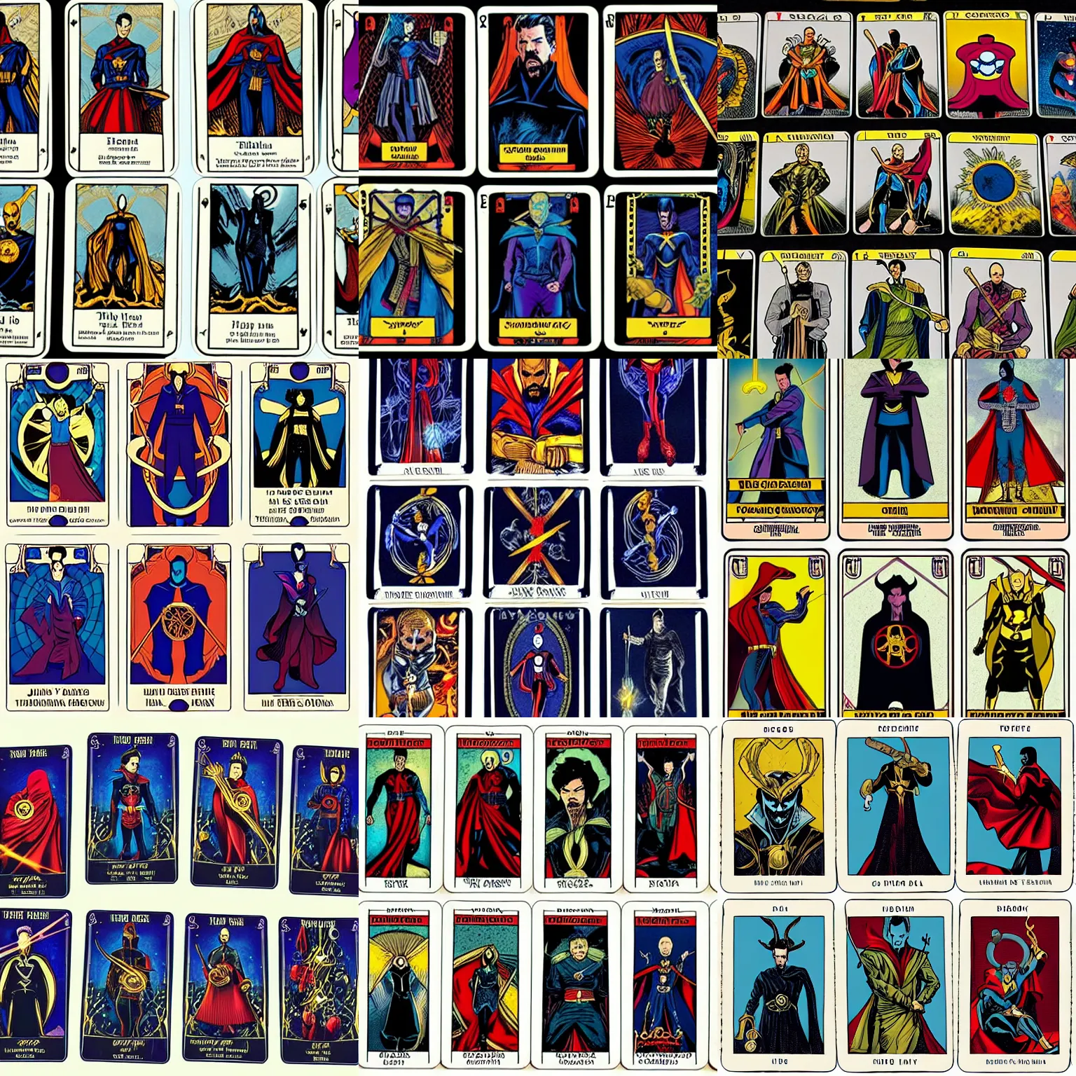 Prompt: a full set of tarot cards in the style of marvel's dr. strange