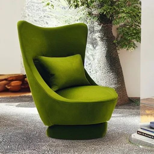 Image similar to an armchair in the shape of an avocado