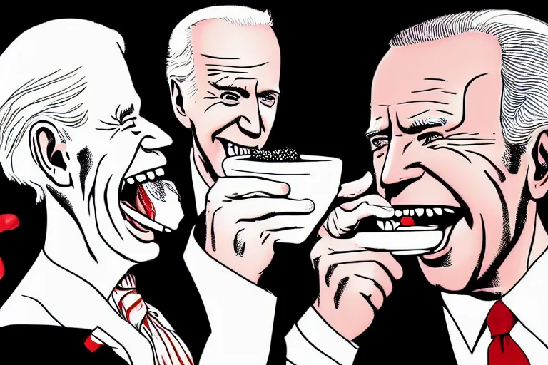 Image similar to Joe Biden eats ice cream to kill Americans, Junji Ito