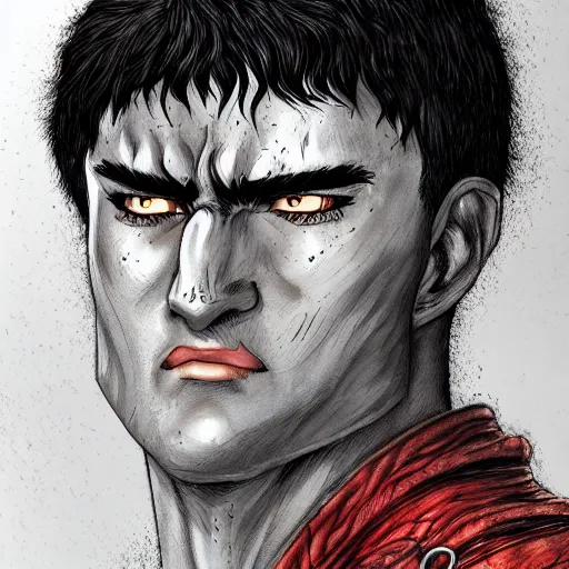 Prompt: portrait of guts from berserk fan art, digital 2d, anime, character, extremely detailed, made by Justin Fields artstation