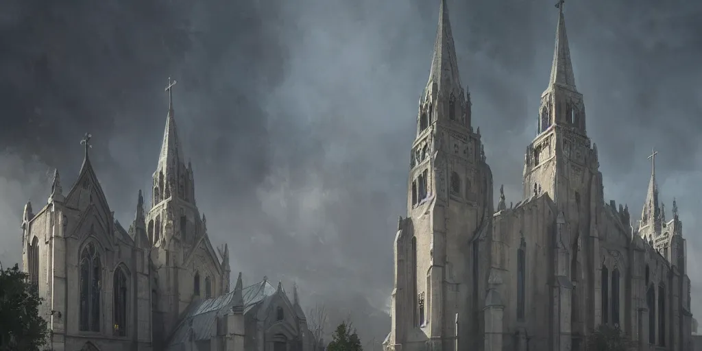 Prompt: A closeup of a holy church by Greg Rutkowski, 4k photorealistic, volumetric lighting, HD, high details, dramatic, trending on artstation