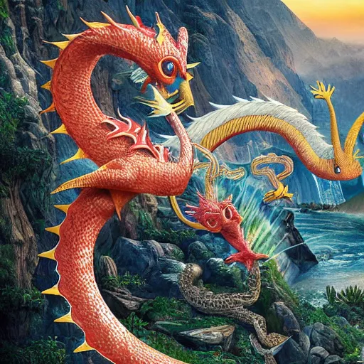 Prompt: national geographic photo of dragonair, pokemon in the wild, intricate, portrait, 8 k highly professionally detailed, hdr, award winning