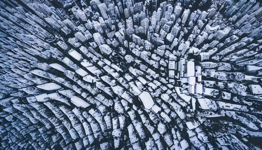 Image similar to the city of rio de janeiro covered in snow, winter photograph, snowing, aerial view, 4 k, award winning photograph, beautiful, trending on instagram