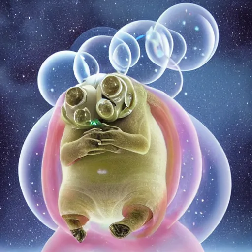 Image similar to realistic tardigrade made of bubbles