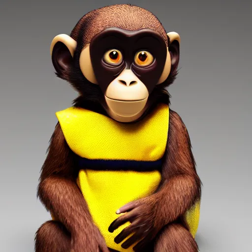 Image similar to a monkey wearing a yellow kimono, 8 k